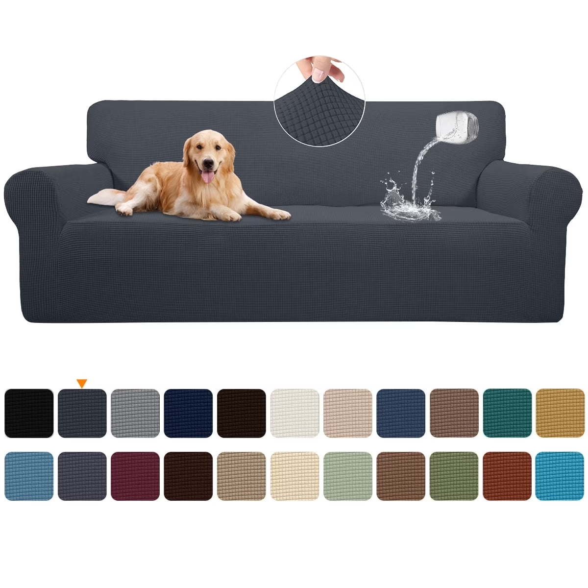100% Waterproof Sofa Cover Non Slip Couch Cover Stretch Slipcover Leakproof Couch Protector for Kids Dogs Cats Pets, Dark Gray, Sofa