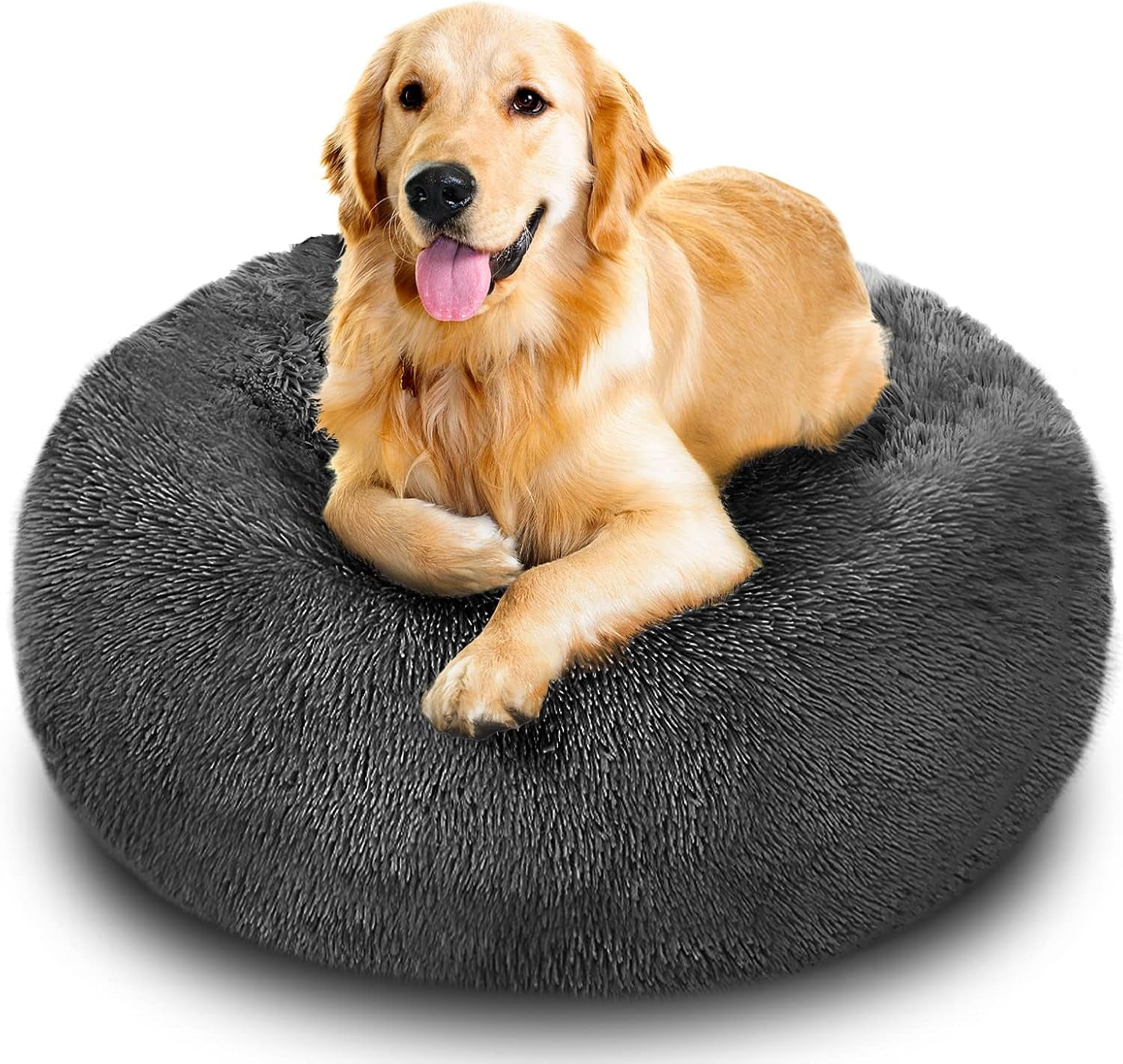 Calming Dog Bed and Cat Bed, anti Anxiety Pet Bed Dog Mat round Fluffy Dog Bed for Large Pets, Cat Beds for Indoor Cats, Comfortable Warm and Washable Dog Beds for Large Dogs (24"/28"/32")