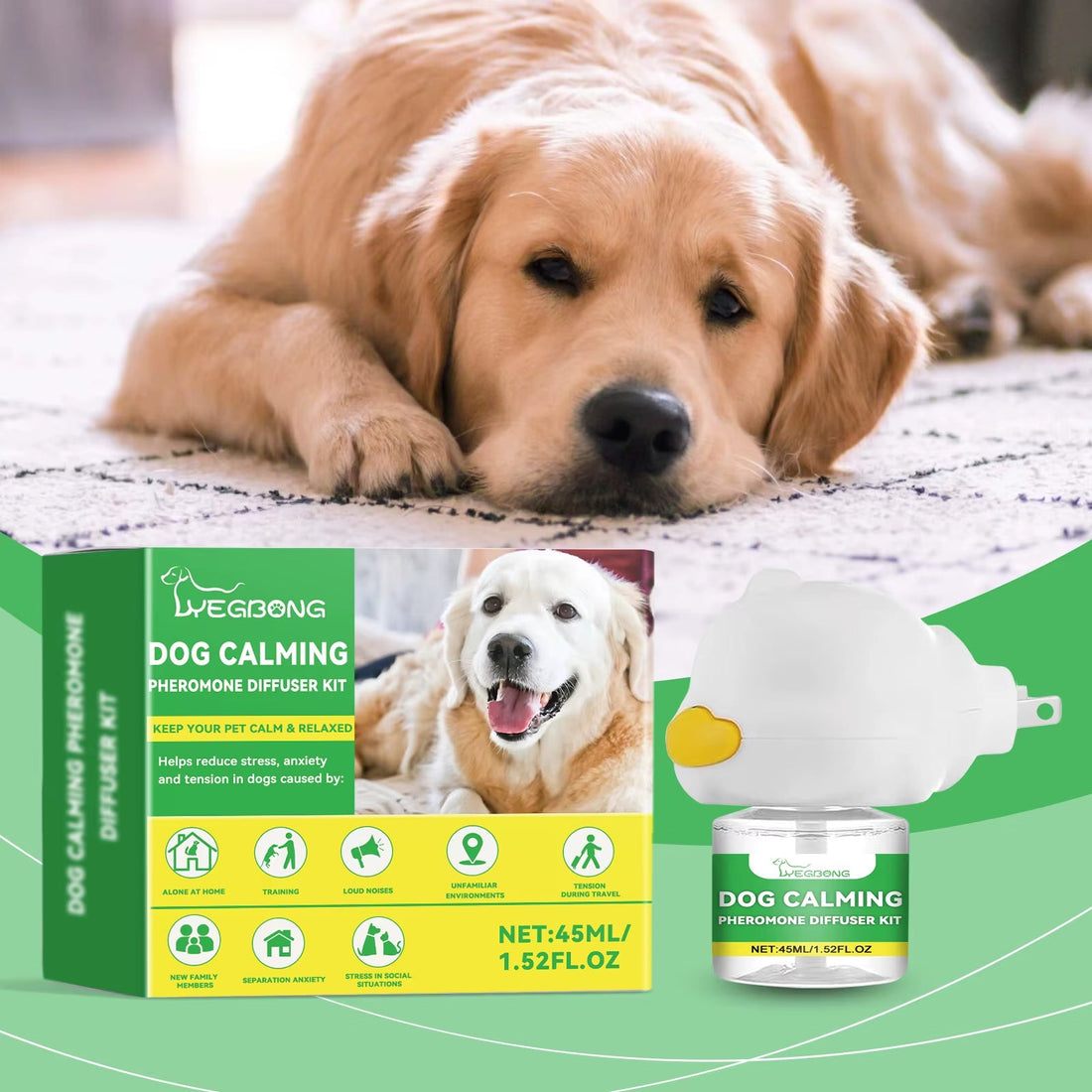 Dog Calming Diffuser Kit - for Relieving Pet Anxiety & Easing Stress in New Home Environments - PetOhPets