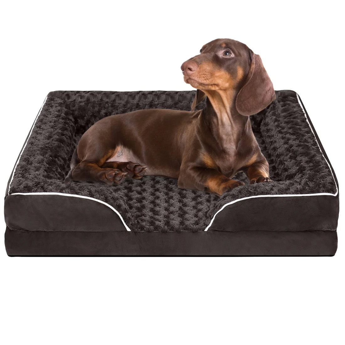 Dog Bed for Medium Small Dogs Waterproof Orthopedic Dog Sofa Bed Non Slip Pet Couch with Removable Washable Cover Supportive Foam M to XXL, Brown