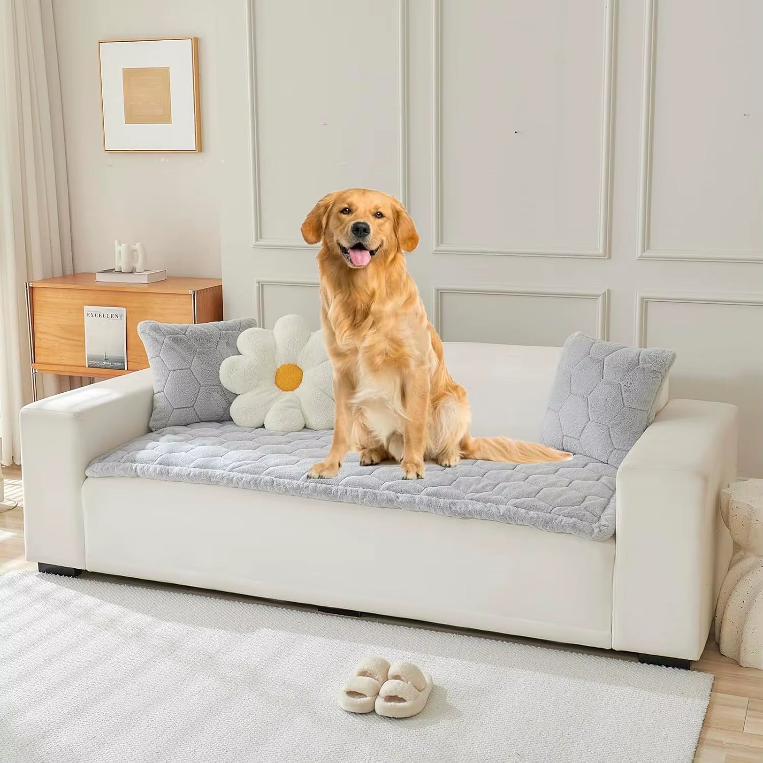 Plush Sofa Cushion Winter Thickened Sofa Cover Universal Cushion Sofa Cover Anti-Cat Scratch Sofa Towel for Living Room