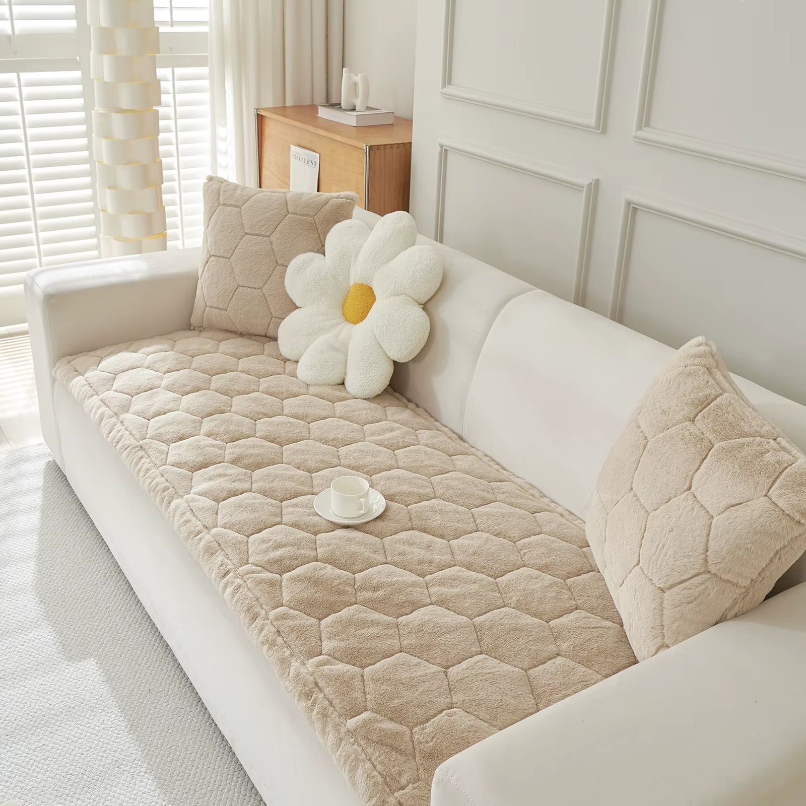 Plush Sofa Cushion Winter Thickened Sofa Cover Universal Cushion Sofa Cover Anti-Cat Scratch Sofa Towel for Living Room