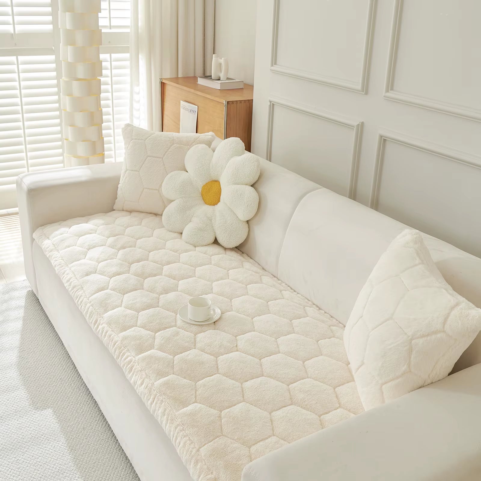Plush Sofa Cushion Winter Thickened Sofa Cover Universal Cushion Sofa Cover Anti-Cat Scratch Sofa Towel for Living Room