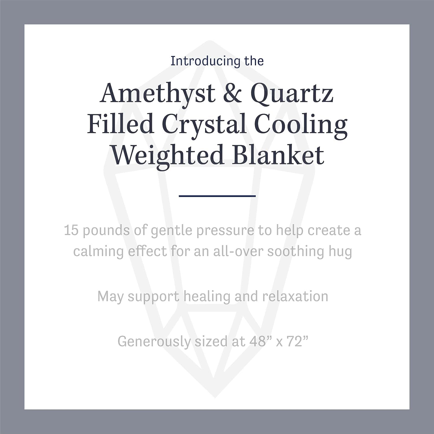 Dream Lab Amethyst and Quartz Crystal Cooling Reversible Weighted Blanket with Removable Cover, 15 Pounds, Grey
