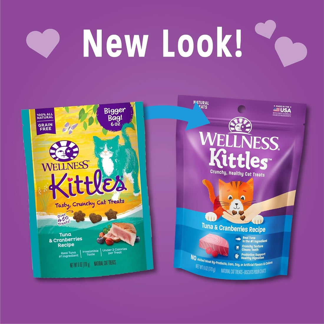 Kittles Crunchy Natural Grain Free Cat Treats, Tuna & Cranberries Recipe, All Life Stages, 6 - Ounce Bag - PetOhPets