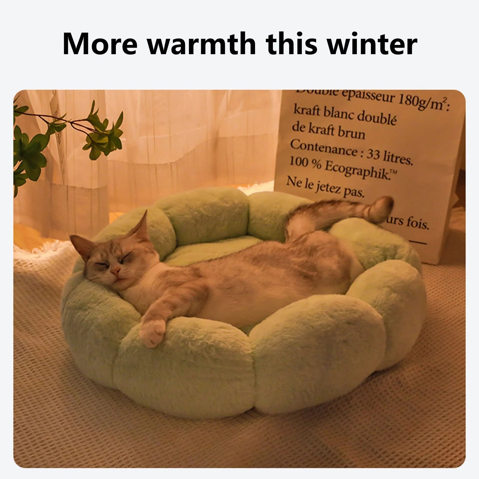 Medium Winter Warm Pet Bed with Soft Cushion, Solid - PetOhPets