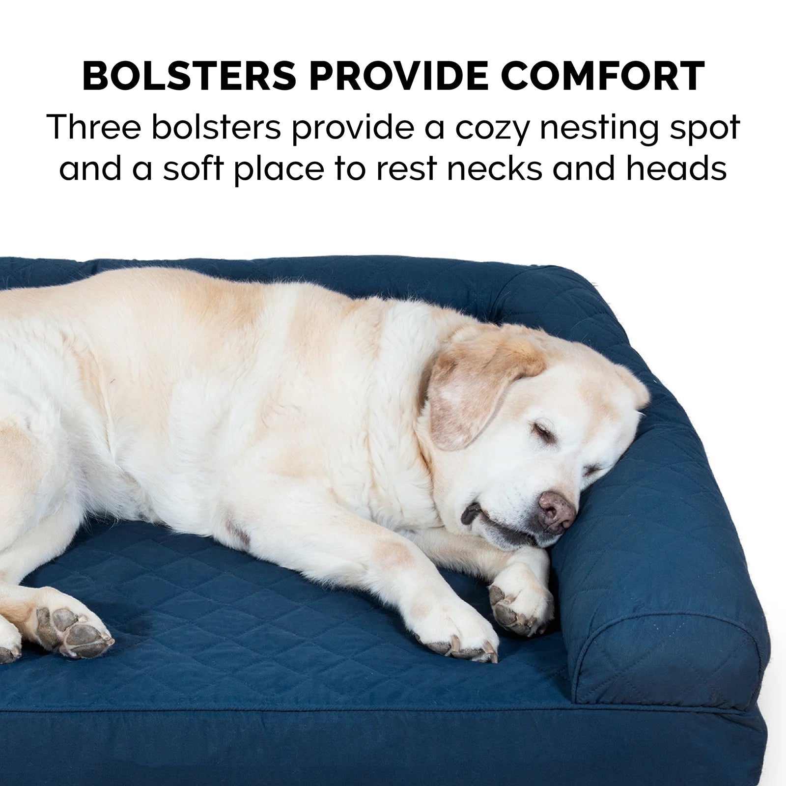 Pet Products Quilted Orthopedic Sofa Pet Bed for Dogs & Cats - Navy, Large - PetOhPets