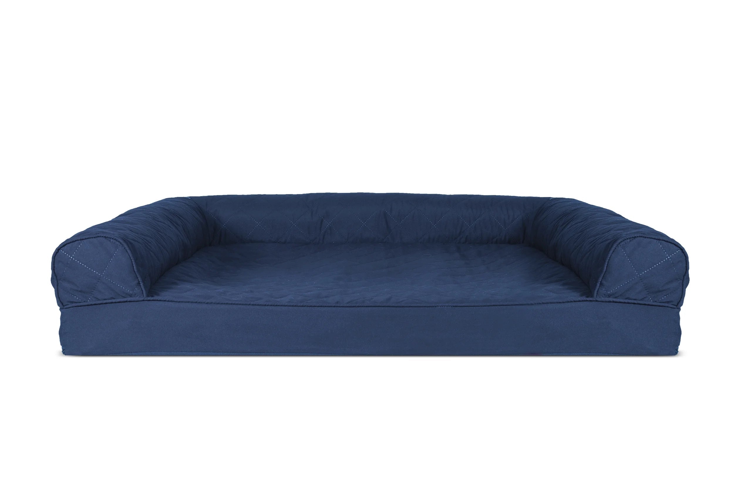 Pet Products Quilted Orthopedic Sofa Pet Bed for Dogs & Cats - Navy, Large - PetOhPets
