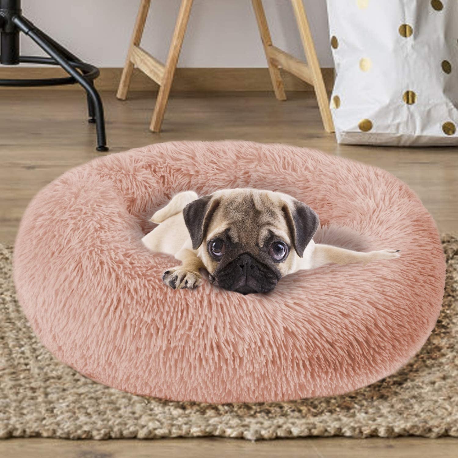 round Dog Bed Cuddler Washable round Pet Bed for Cats and Medium Dogs Comforting Dog Bed - PetOhPets