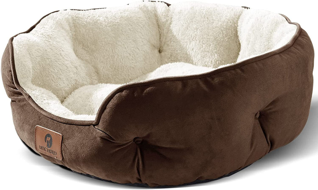 Small Dog Bed for Small Dogs, Cat Beds for Indoor Cats, Pet Bed for Puppy and Kitty, Extra Soft & Machine Washable with Anti-Slip & Water-Resistant Oxford Bottom, Brown, 20 Inches - PetOhPets