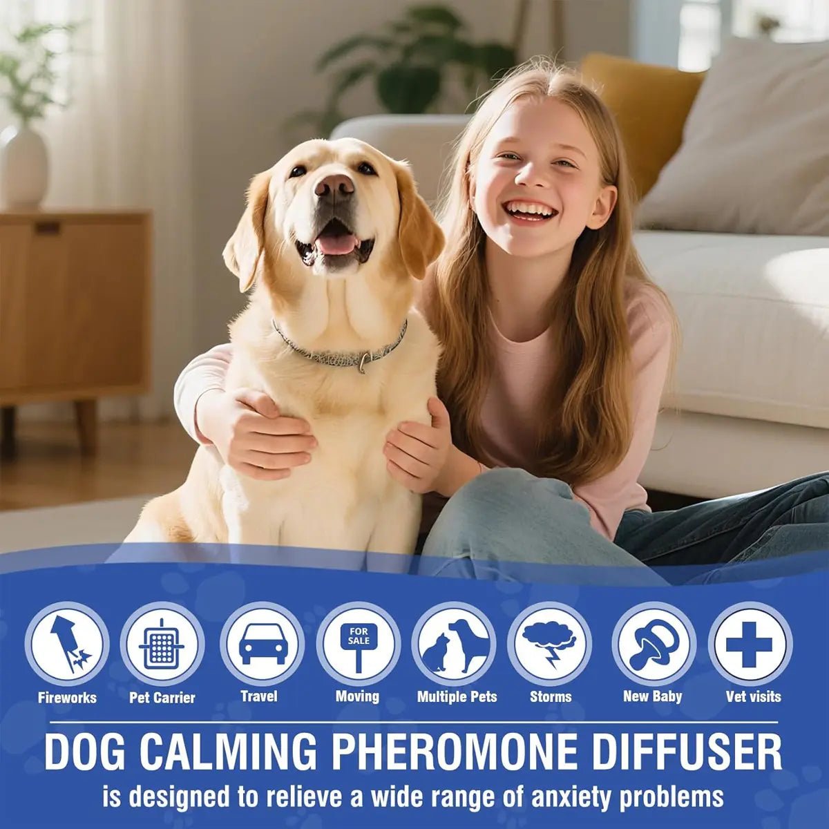 Therapet MD Dog Calming Diffuser - Pheromone Diffuser for Dogs Indoor Behavior Support, Anxiety Aid, 60 Day Long Lasting Refill Kit, Natural Formula - PetOhPets