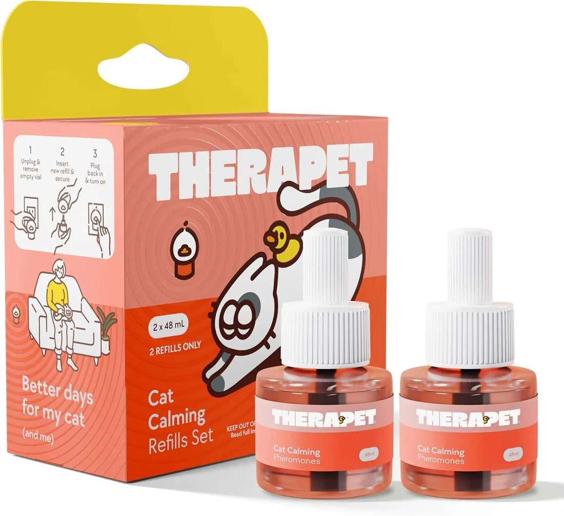 Therapetmd Cat Calming Diffuser Refill Kit (2 - Pack, 60 - Day Supply) – Cat Pheromone Refill for Stress, Pee Spraying, Fighting, Aggression, Meowing & Scratching – Use with Therapet MD Diffuser - PetOhPets