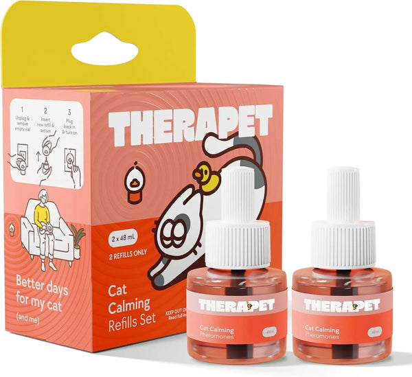 Therapetmd Cat Calming Diffuser Refill Kit (2 - Pack, 60 - Day Supply) – Cat Pheromone Refill for Stress, Pee Spraying, Fighting, Aggression, Meowing & Scratching – Use with Therapet MD Diffuser - PetOhPets