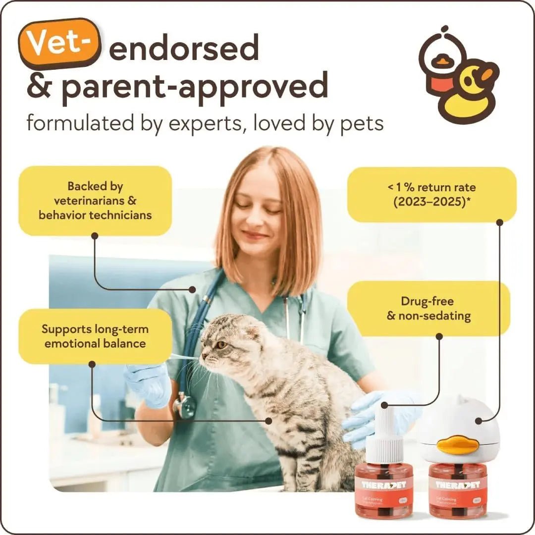 Therapetmd Cat Calming Diffuser Refill Kit (2 - Pack, 60 - Day Supply) – Cat Pheromone Refill for Stress, Pee Spraying, Fighting, Aggression, Meowing & Scratching – Use with Therapet MD Diffuser - PetOhPets