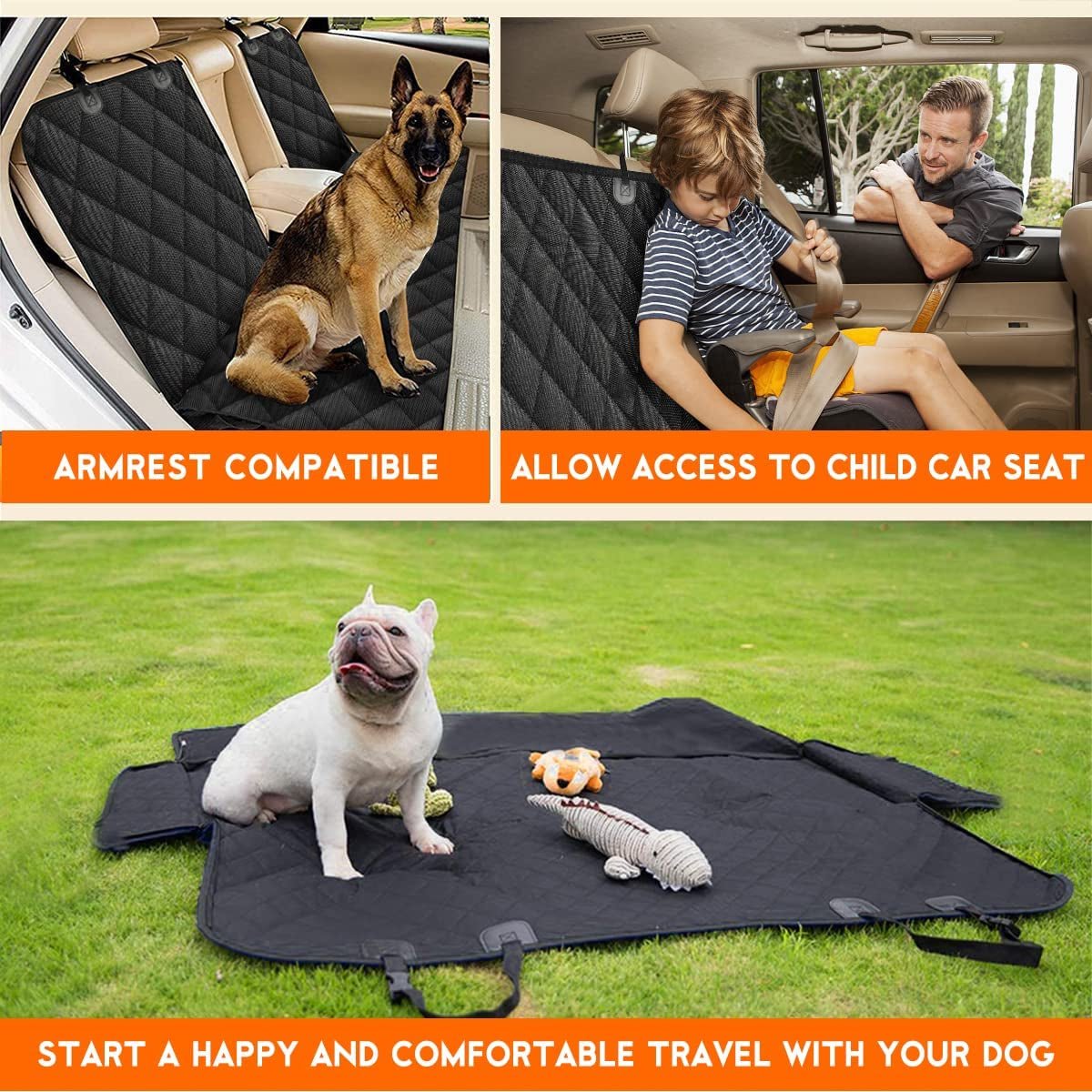 Waterproof Dog Car Seat Cover – Non - Slip Back Seat Protector with Seat Belts for Cars, Trucks & SUVs - PetOhPets