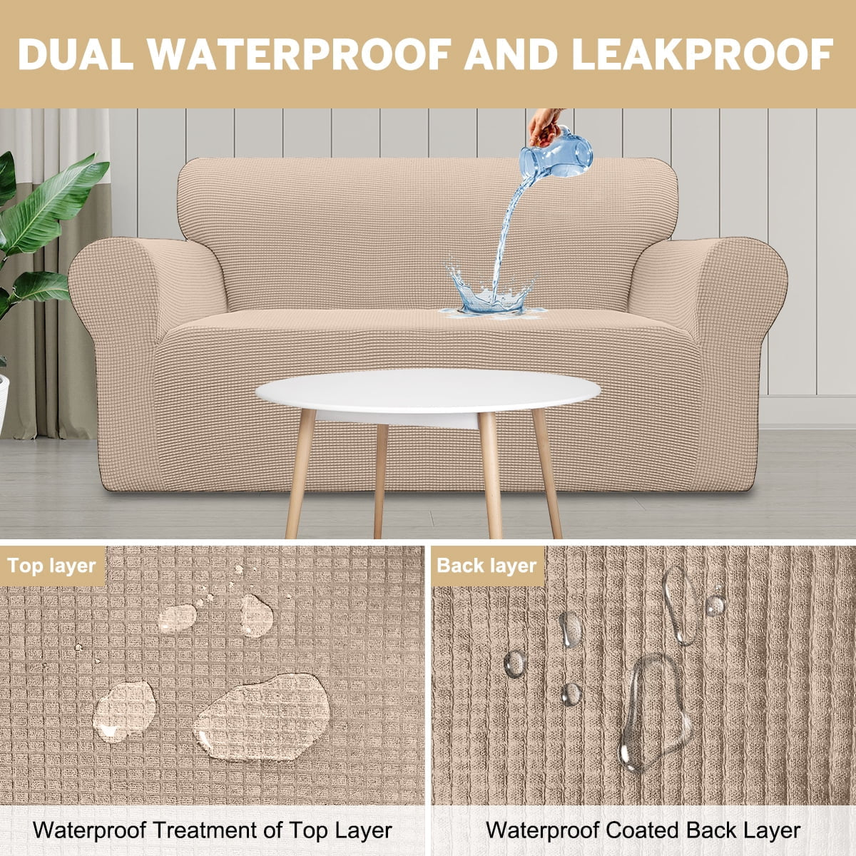Waterproof Taupe Sofa Cover - PetOhPets