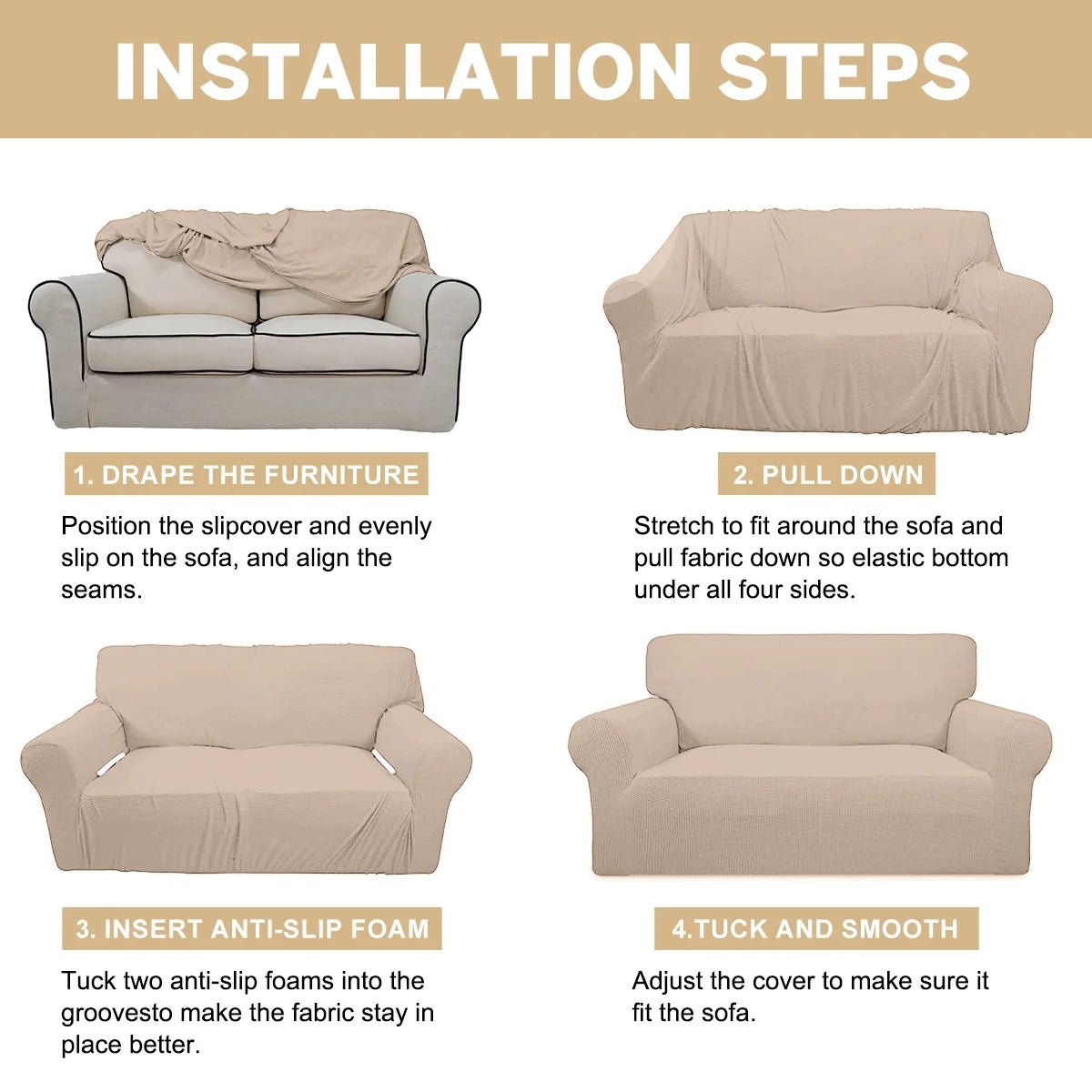 Waterproof Taupe Sofa Cover - PetOhPets